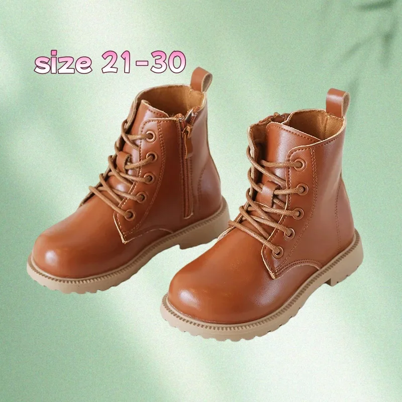 Kinder Jungen Stiefel Mode Farbe PU Leder Schuhe Herbst Winter Für Kinder Stiefel Schwarz Braun