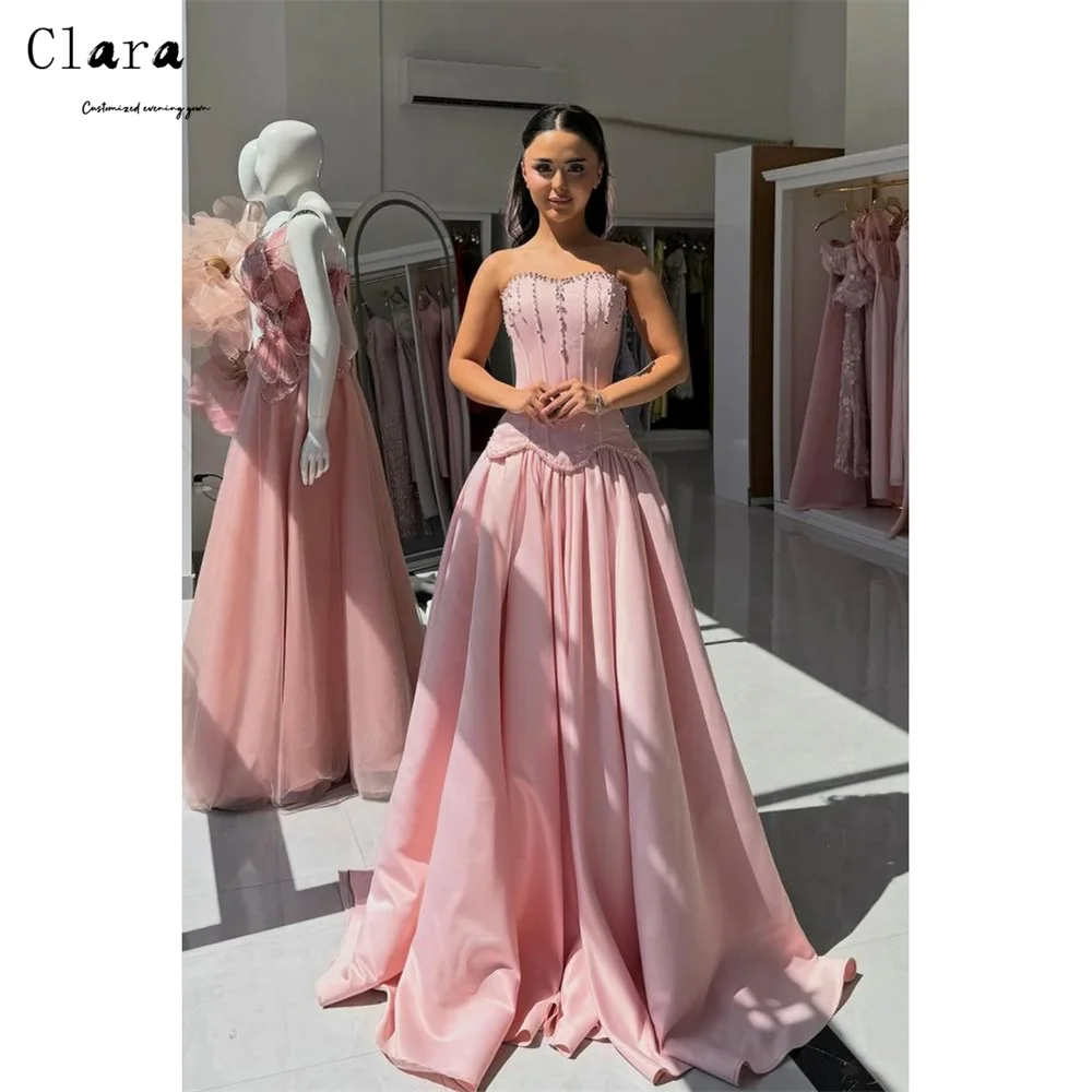 Clara Custom Pink A-line Rhinestone Sweetheart Cocktail Dresses for Luxury Party Gala Dress 2026 Woman Ball Gown Dresses Evening