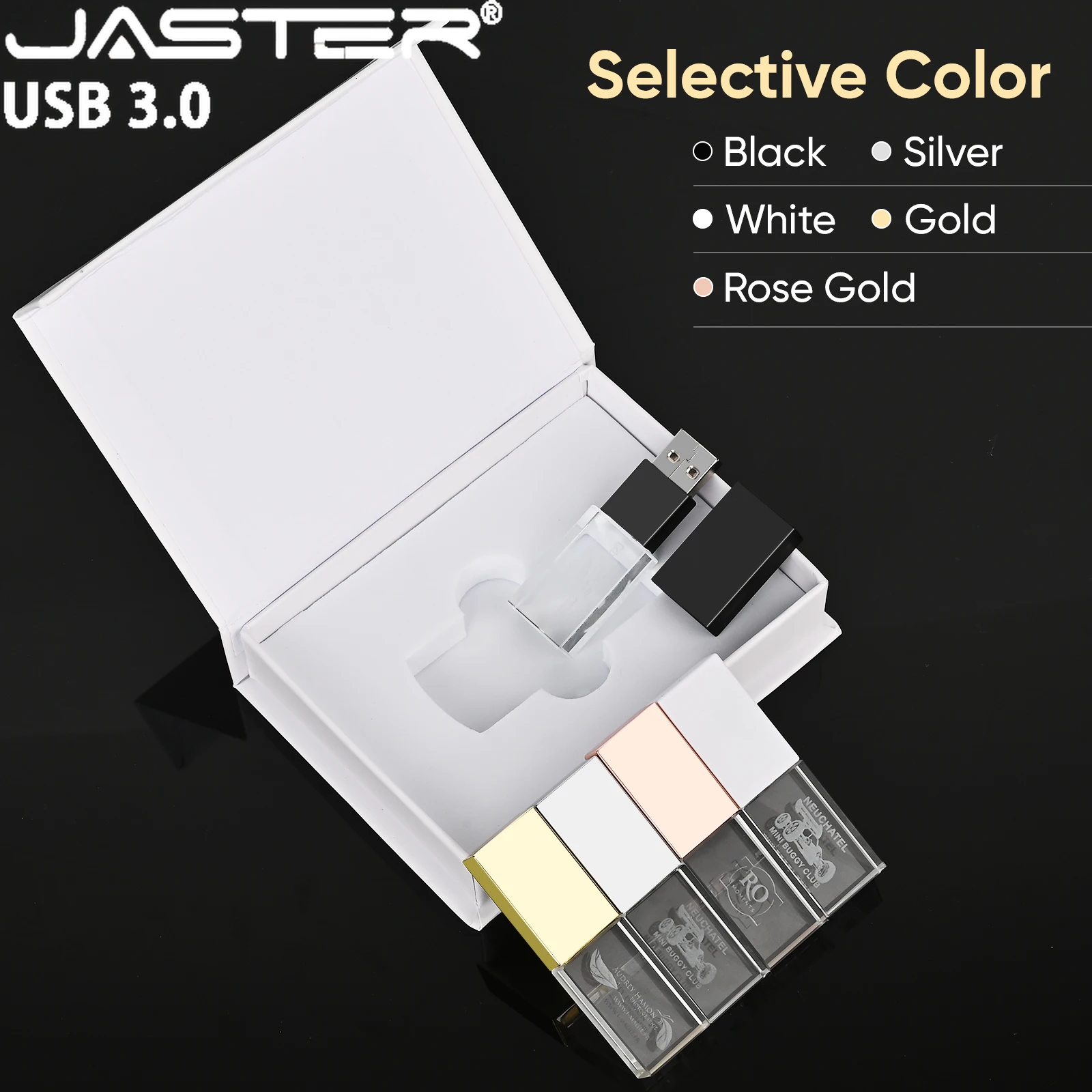 Clés USB 3.0 JASTER Crystal, 128 Go, clé USB haute vitesse, 64 Go, logo personnalisé gratuit, clé USB 32 Go, clé USB 16 Go, cadeau créatif, clé USB