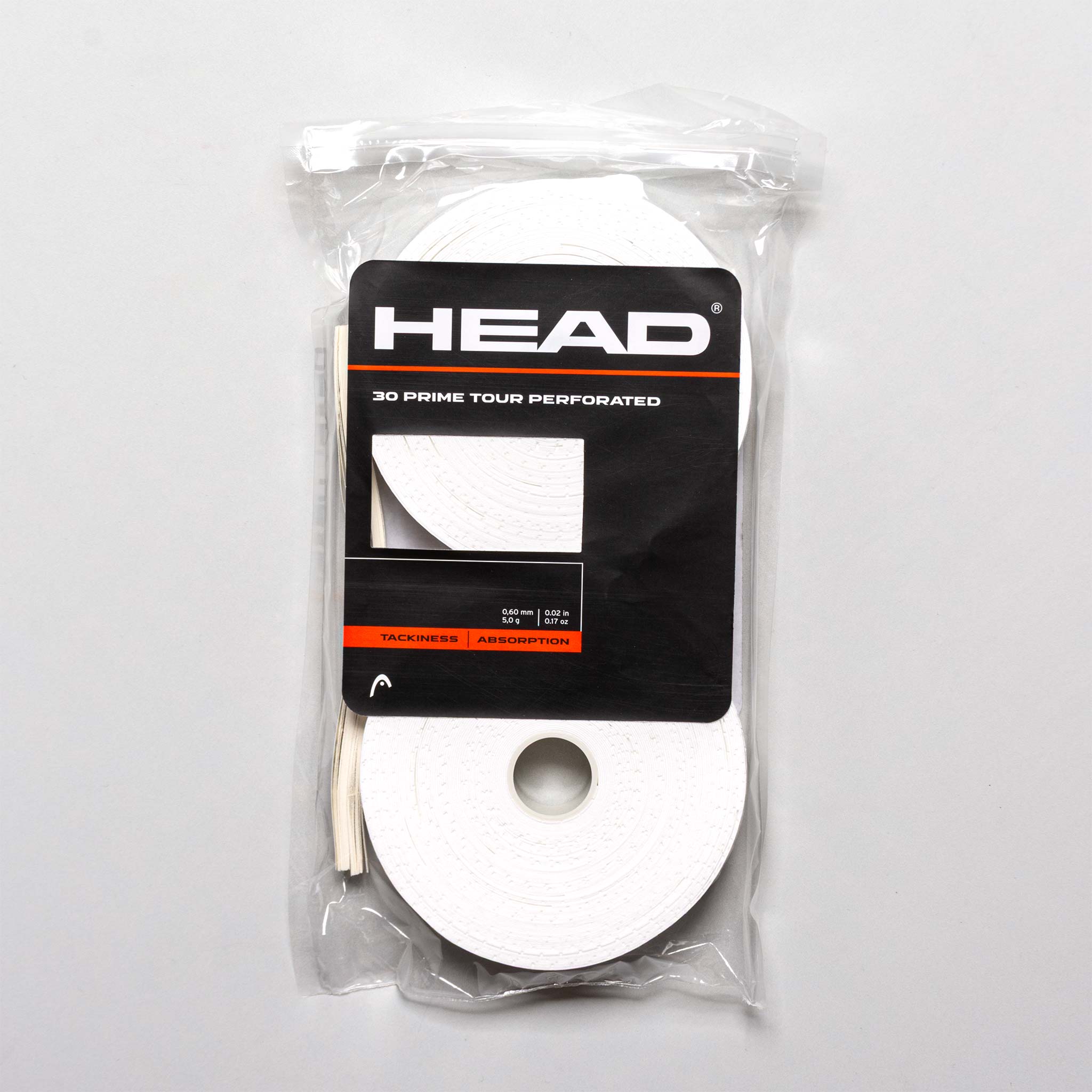HEAD Prime Tour Perforated Overgrip 30 Pack Tennis Overgrips White