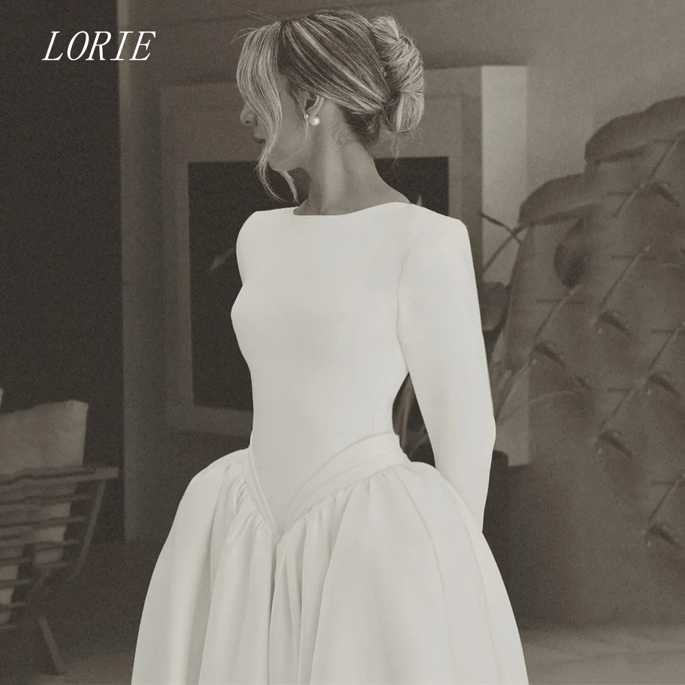 LORIE Luxury Simple A Line Civil Wedding Dress Scoop Bridal Dresses Plain Engagement Wedding Gown Customized 2026