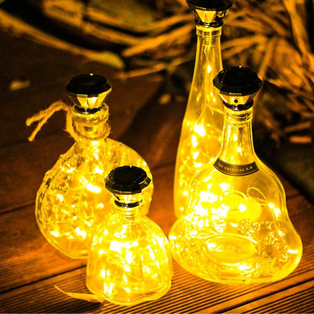 Weinflasche Licht Weinflasche Lampe Diamantform Solar Nachtlicht Sternenhimmel für Hochzeit Party Dekor Fee Kupferdraht Lichterkette