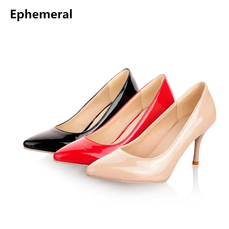 2022 Damen Große Größe 33-47 Sexy Elegante Hochhackige Spitze Zehen Pumps Hochzeitsschuhe Beige/Schwarz/Rot/Rosa/Weiß Koll OL Stilettos