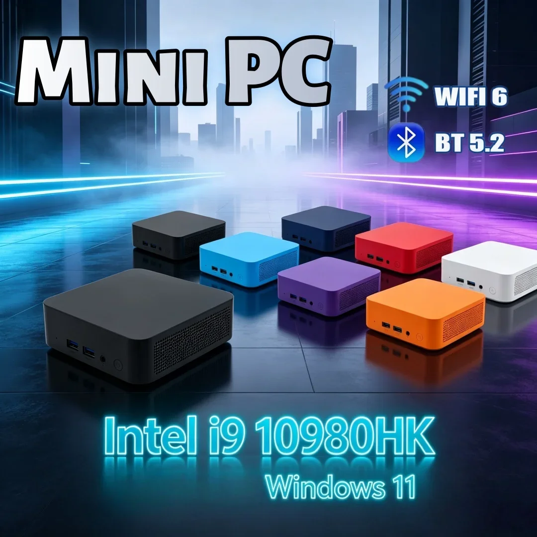 Mini PC Intel Core I9 10980HK 16GB RAM 1/2TB SSD Small Pocket Cmputer WIFI6 BT5.2 4K Desktop PC Gaming Computer Windows 11