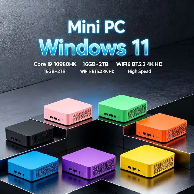 Intel Core I9 10980HK Small Pocket Computer 16GB RAM Mini PC Windows 11 1/2TB SSD WIFI6 BT5.2 4K Desktop PC Gaming Computer