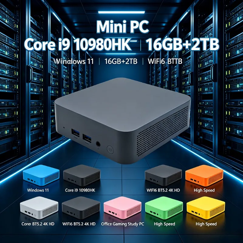 Intel Core I9 10980HK Gaming Computer Mini PC Windows 11 Small Pocket Computer 16GB RAM 1/2TB SSD WIFI6 BT5.2 4K Desktop PC