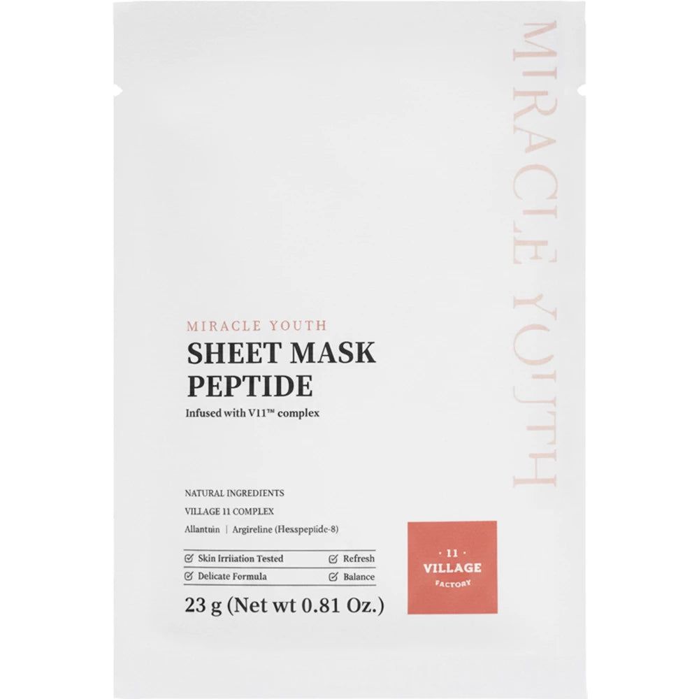 VILLAGE 11 FACTORY Miracle Youth Sheet Mask Peptide 1 pz Maschera viso