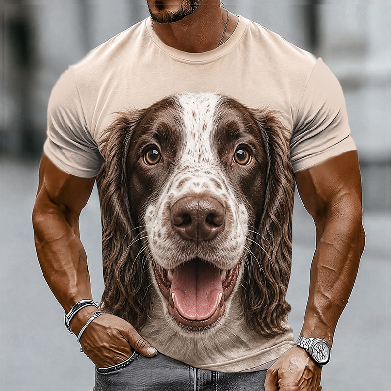 Men's Animal Dog T Shirt Short Sleeve T shirt 3D Print Crew Neck Shirt Funny Casual Daily Street White White 1 Summer Spring Clothing Apparel S M L XL 2XL 3XL