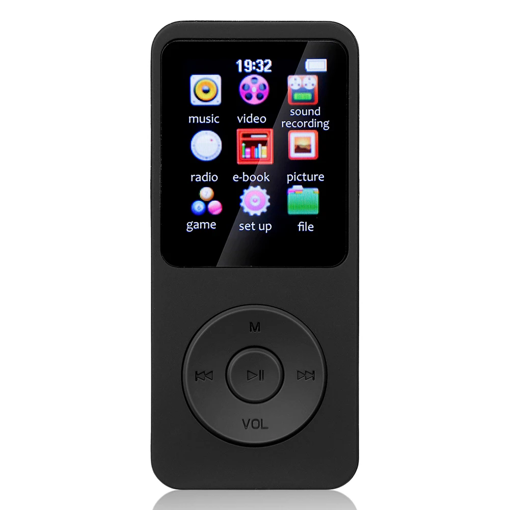 Lecteur MP3 MP4 compatible Bluetooth 5.0, lecteur de musique avec écran couleur de 1,8 pouces, avec fonction E-book/radio FM/enregistrement