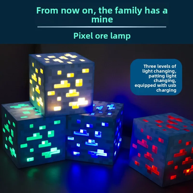 Lampe de nuit LED, Lampe torche de jeu, Lampe Coolie, Modèle de jouet, Lampe d'ambiance, Ornement lumineux, Lampe à minerai, Lampe à minerai en forme de bouteille à couleurs changeantes