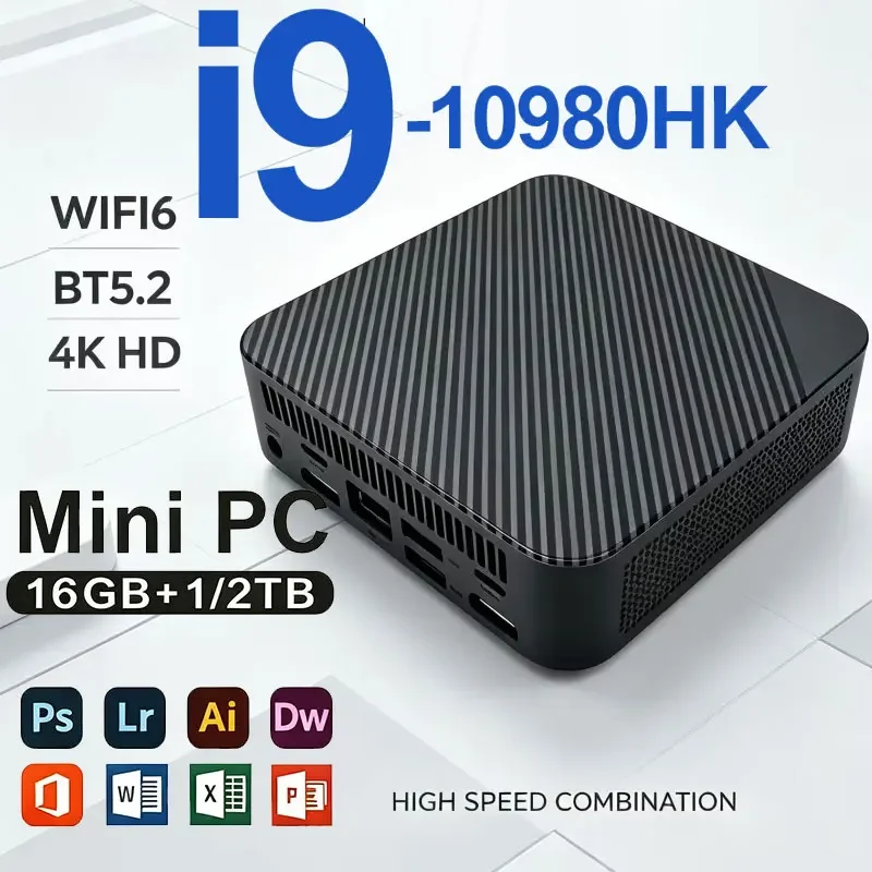 NEW Mini PC Intel Core I9 10980HK PC Gaming Computer 8/16GB RAM 1TB 2TB M.2 SSD WiFi 6 BT5.2 4K HD Portable Desktop Pc