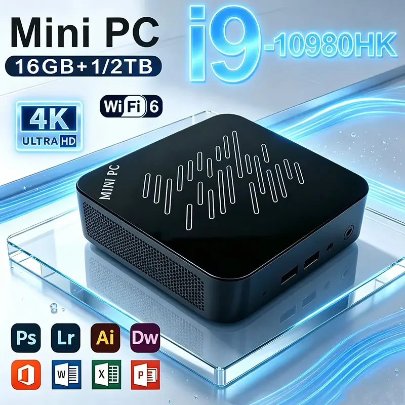 NEW Mini PC Intel Core I9 10980HK PC Gaming Computer 8/16GB RAM 1TB 2TB M.2 SSD WiFi 6 BT5.2 4K HD Portable Desktop Pc