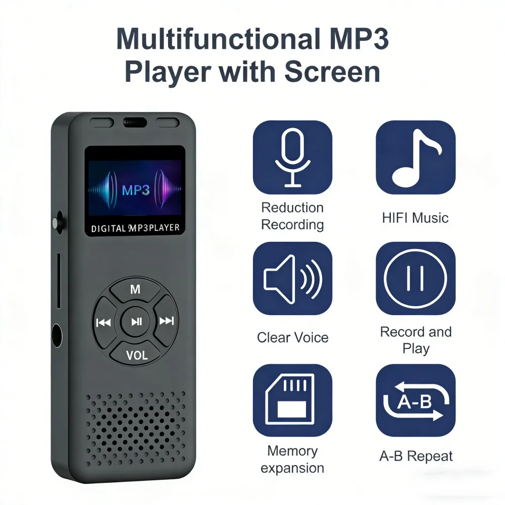 Enregistreur Audio/son/voix numérique Mini lecteur MP3 enregistreur vocal Radio FM son HiFi Portable MP3 jusqu