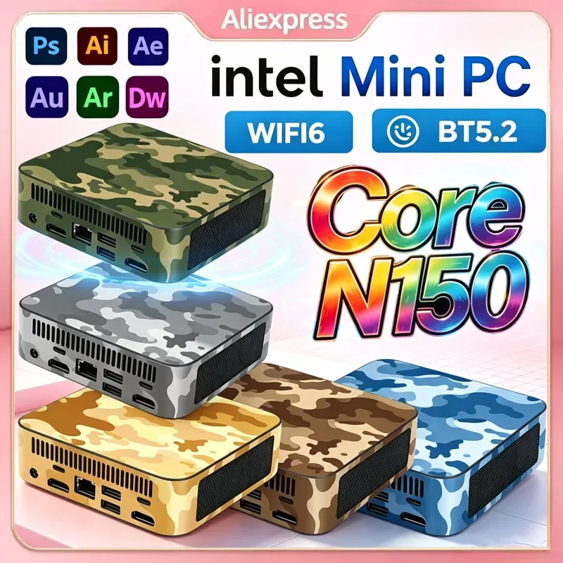 2026 Intel N150 Mini PC Portable Computer 16GB/8GB RAM Gaming PC Windows 11 Pro Wifi 6 BT5.2 Office Study Gamer PC