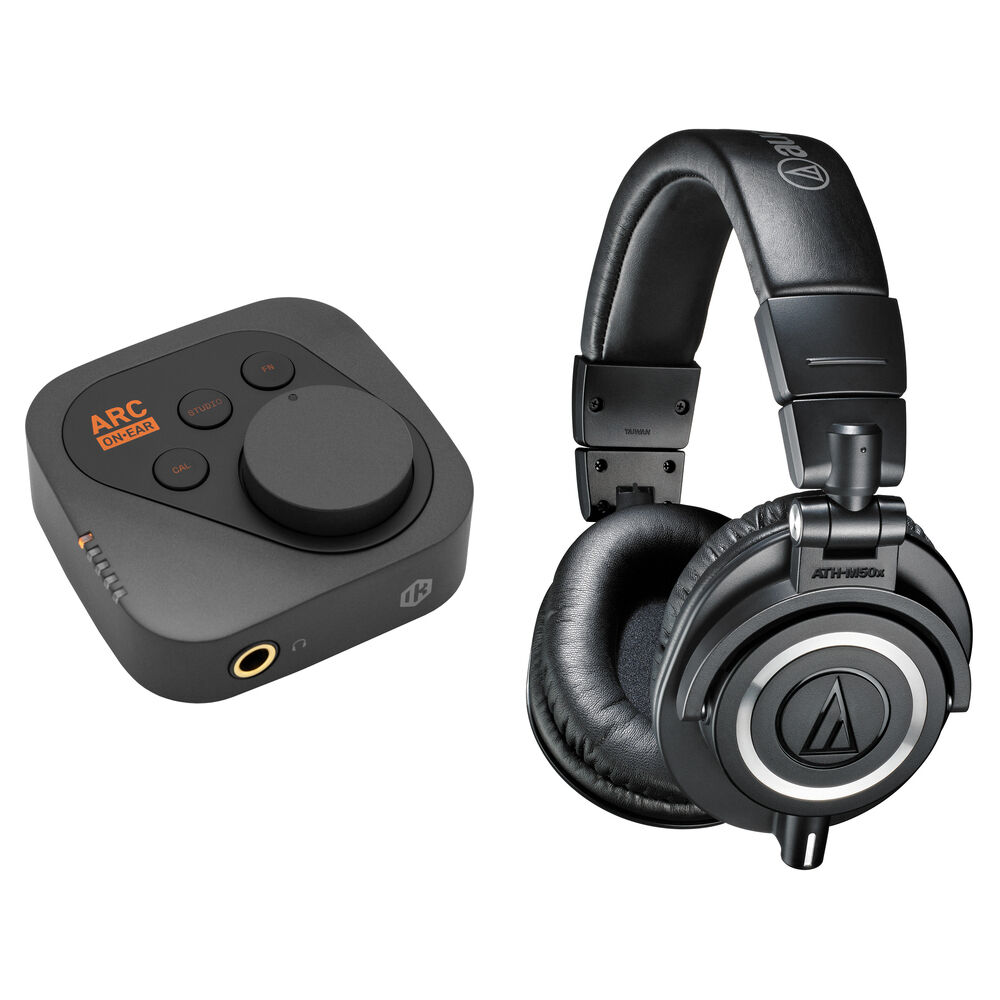 IK Multimedia ARC ON•EAR Headphone Amplifier and DAC with ATH-M50X Headphones Kit IP-ARC-ONEAR-IN