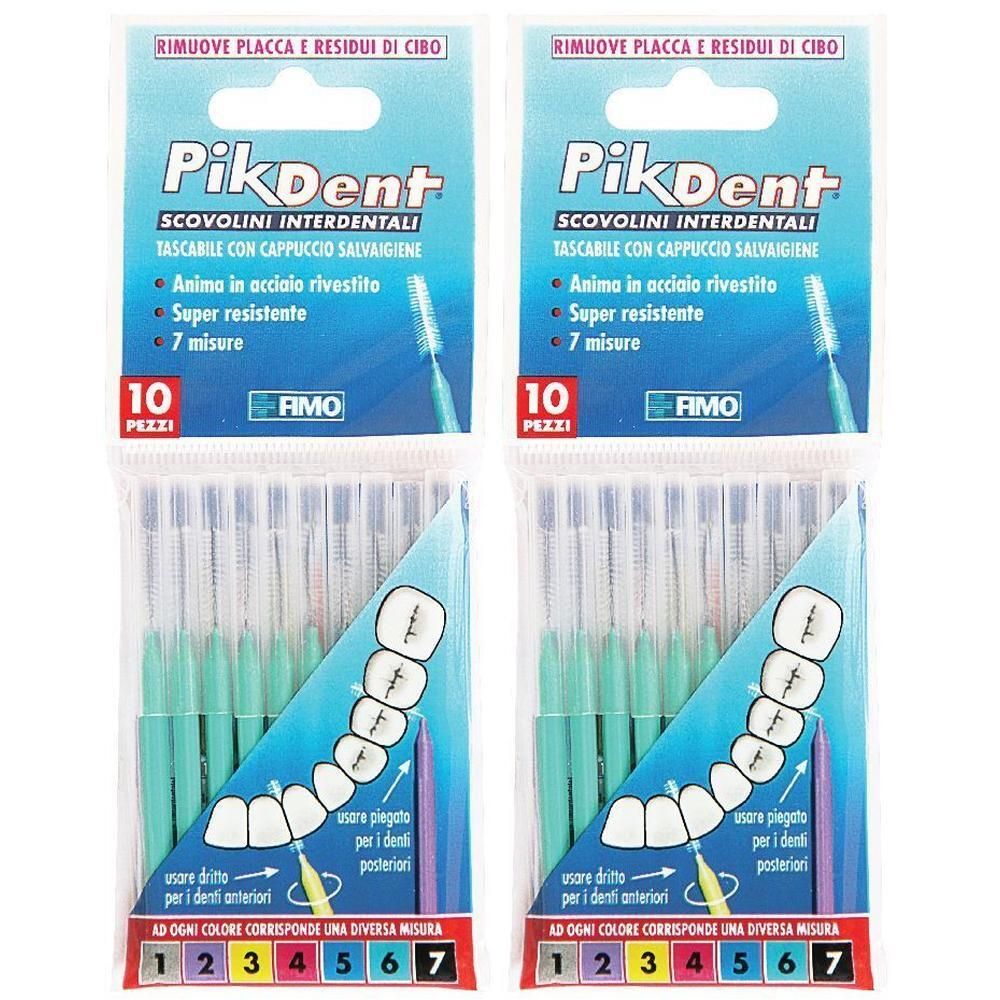 Pikdent Stuzzicolino 6 Verde 10 Pezzi 2x10 pz Spazzolino da denti