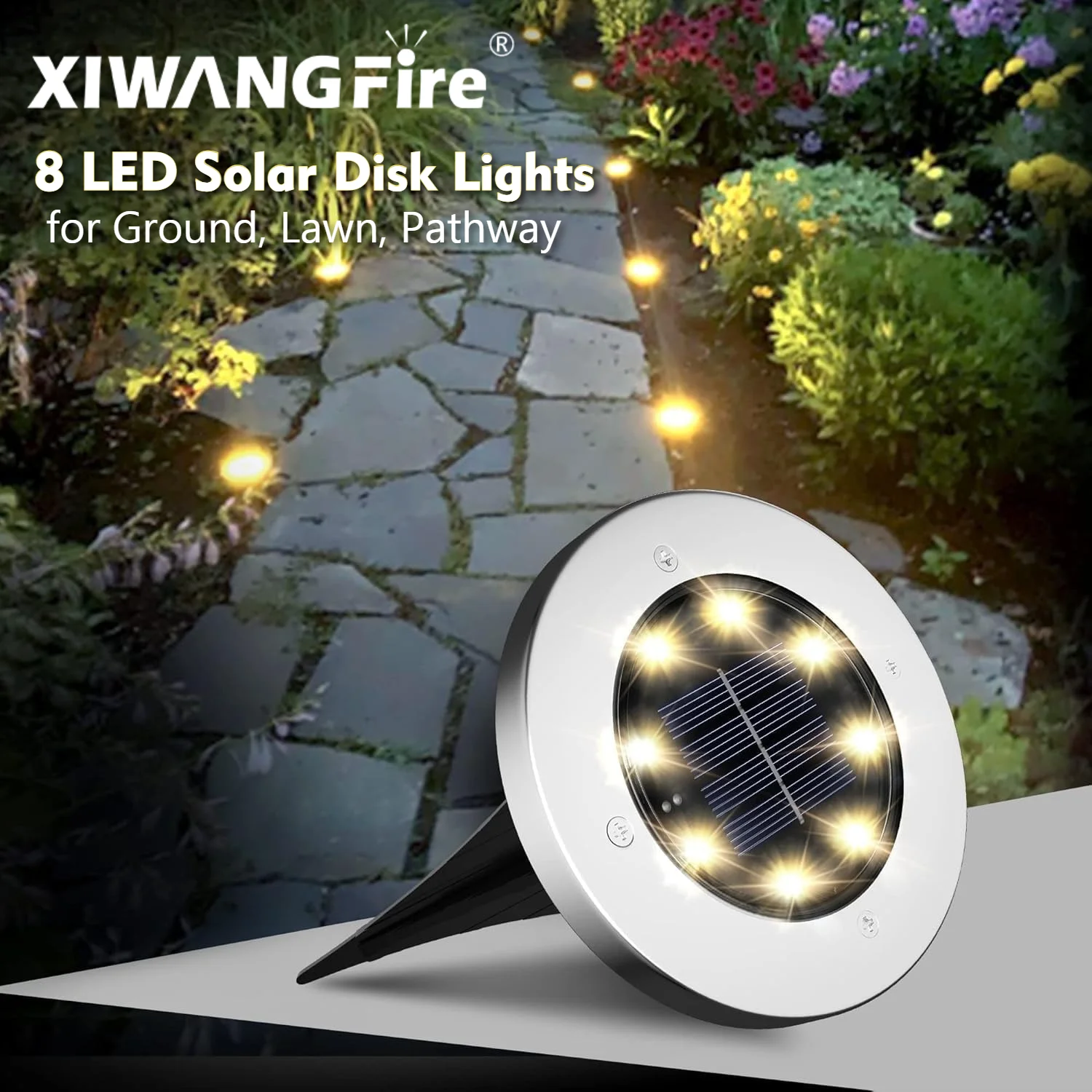 8/20 LED Solar-Bodenleuchte für den Außenbereich, Garten-Solarleuchte, Terrassenbeleuchtung, Einbau-Solar-LED-Lampe