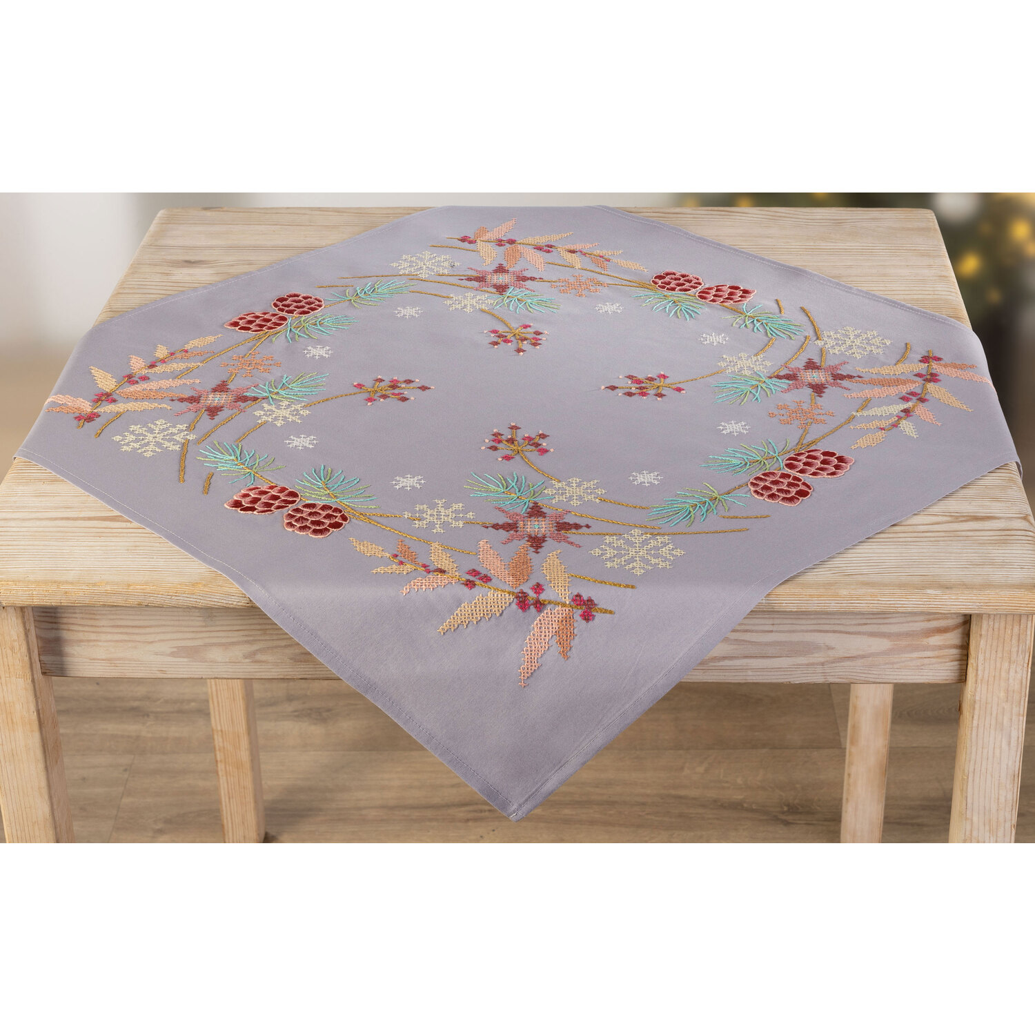 Stickmitteldecke Weihnachtszeit/Winterzeit