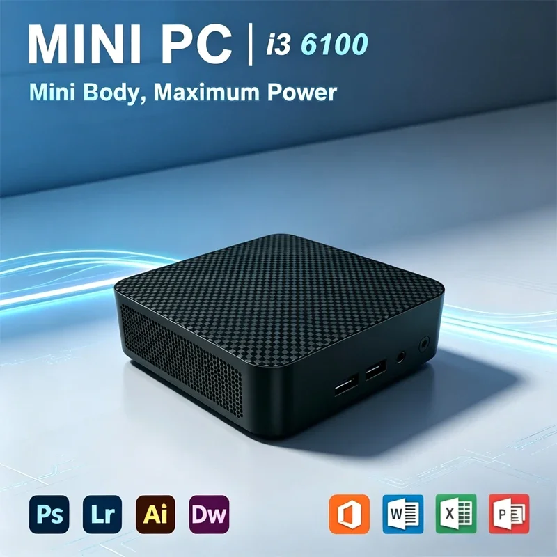 New Mini PC Intel Core I3-6100 Small Pocket Computer Portable 16GB RAM 1TB SSD WiFi 6 BT5.2 Gaming Desktop PC