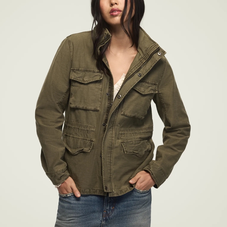 Lucky Brand Utility Jacket - Women's Clothing Outerwear Jackets Coats in Four Leaf Clover, Size XL