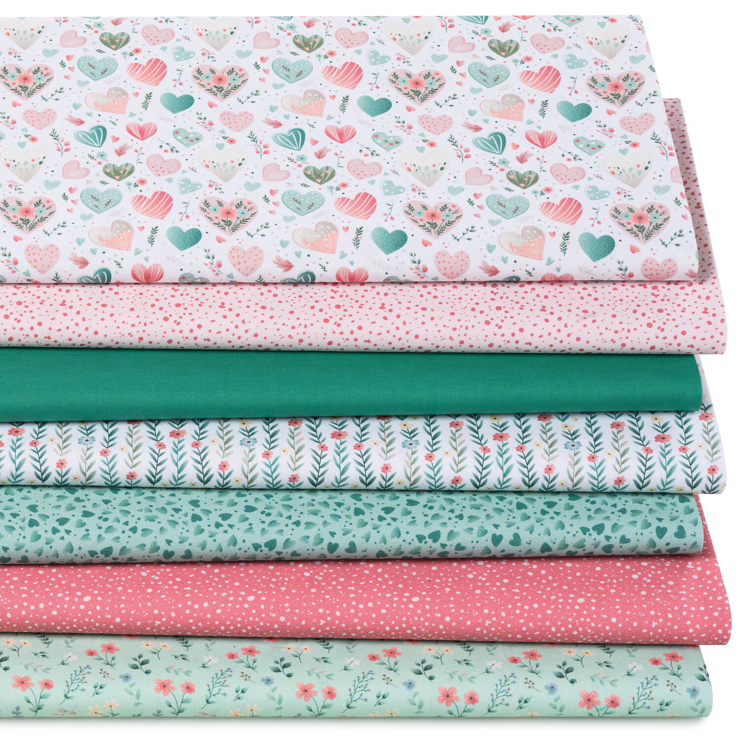 Patchwork- und Quiltpaket „Herzen“, pastell-color