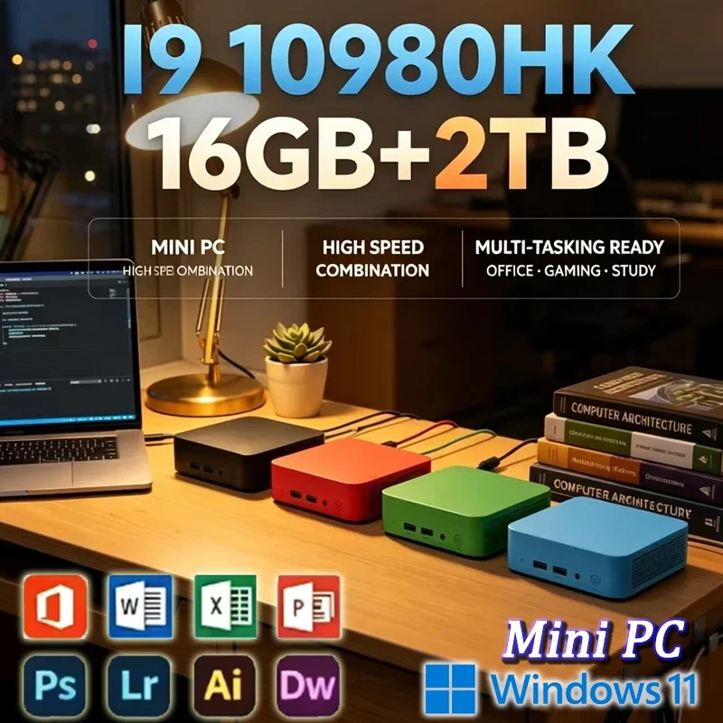 Intel Core i9 10980HK Mini PC Windows11 Small Pocket Cmputer 16GB RAM 1TB 2TB SSD WIFI6 BT5.2 4K Desktop PC Gaming Computer