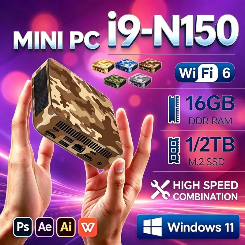 Mini PC Intel Core I9 N150 Windows 11 Pro 16GB 32GB DDR4 1TB SSD WIFI 6 BT5.2 4K HD Desktop Computer Gaming Pc Gamer 2026