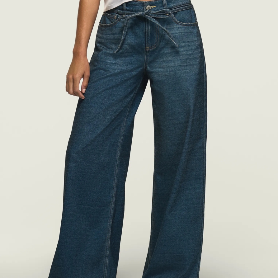 Lucky Brand Denim Luxe Belted Wide Leg - Women's Pants Denim Wide Leg Jeans in Warm Soul Wash, Size 32 x 31