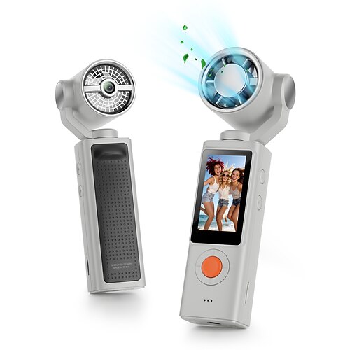 Tragbare 1080p-Videokamera mit Lüfter, handliche Digitalkamera mit 1,3-Zoll-Bildschirm, um 180° drehbarem Objektiv, Vlog-Kamera, wiederaufladbarer Mini-Lüfter mit 3 Geschwindigkeitsstufen, kreatives Technikgeschenk für Reisen und Outdoor-Aktivitäten