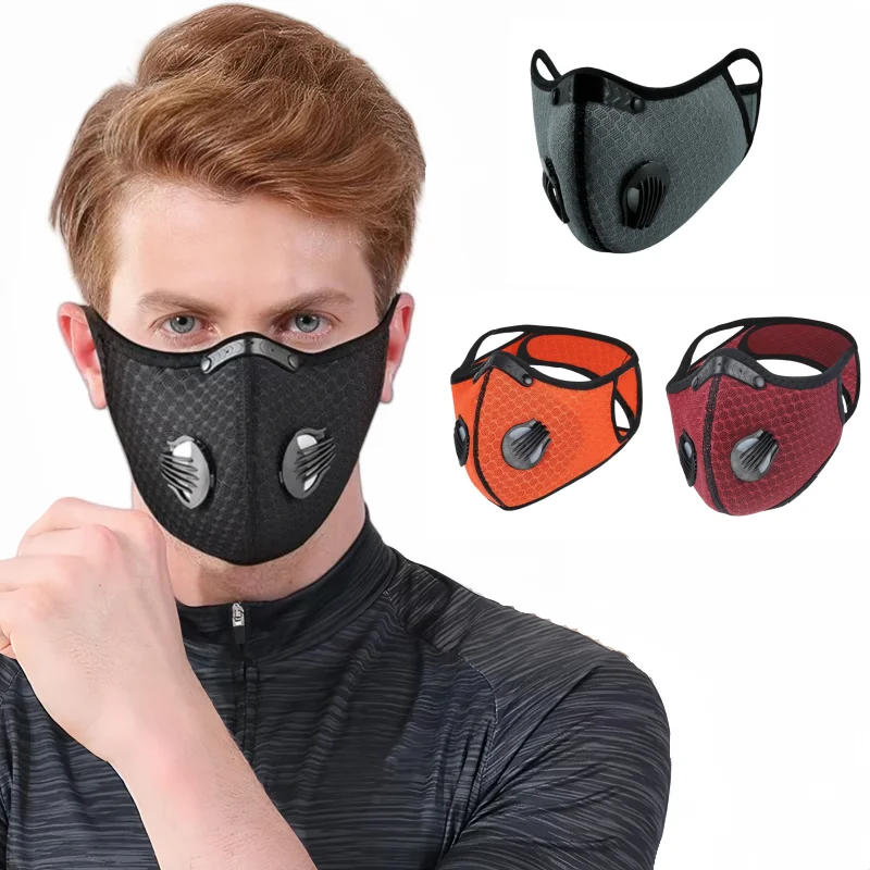 Masque de Sport de cyclisme masque de Sport anti-poussière réglable avec valves d'expiration masque de filtre à charbon actif masque d'entraînement de Sports de plein air