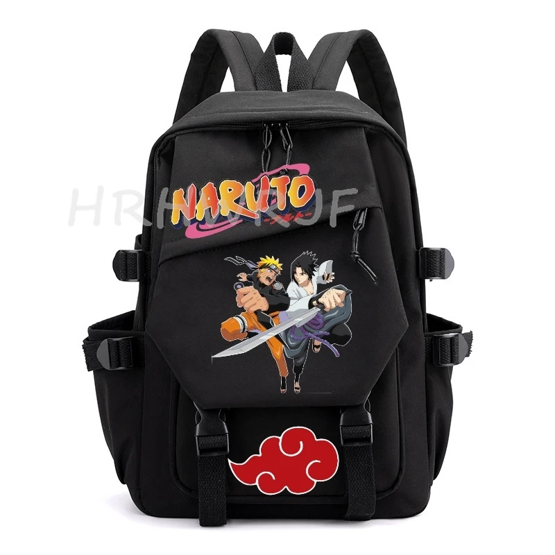Sac à dos Anime Uzumaki Naruto Uchiha Sasuke, sacs d'école simples de couleur unie, adaptés aux voyages, aux déplacements, à l'école et au travail