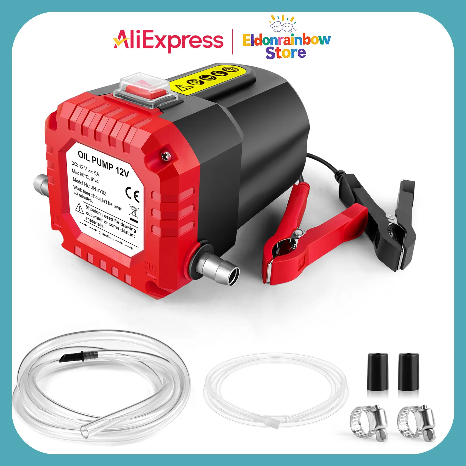 Pompe à huile électrique auto-amorçante 12V pour huile moteur de voiture, diesel et kérosène avec flexibles