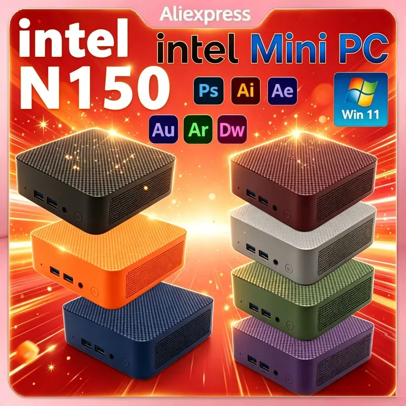 Intel N150 Small Pocket Computer 2026 Mini PC 16GB RAM 1TB SSD WiFi 6 BT5.2 Gaming Desktop PC Portable