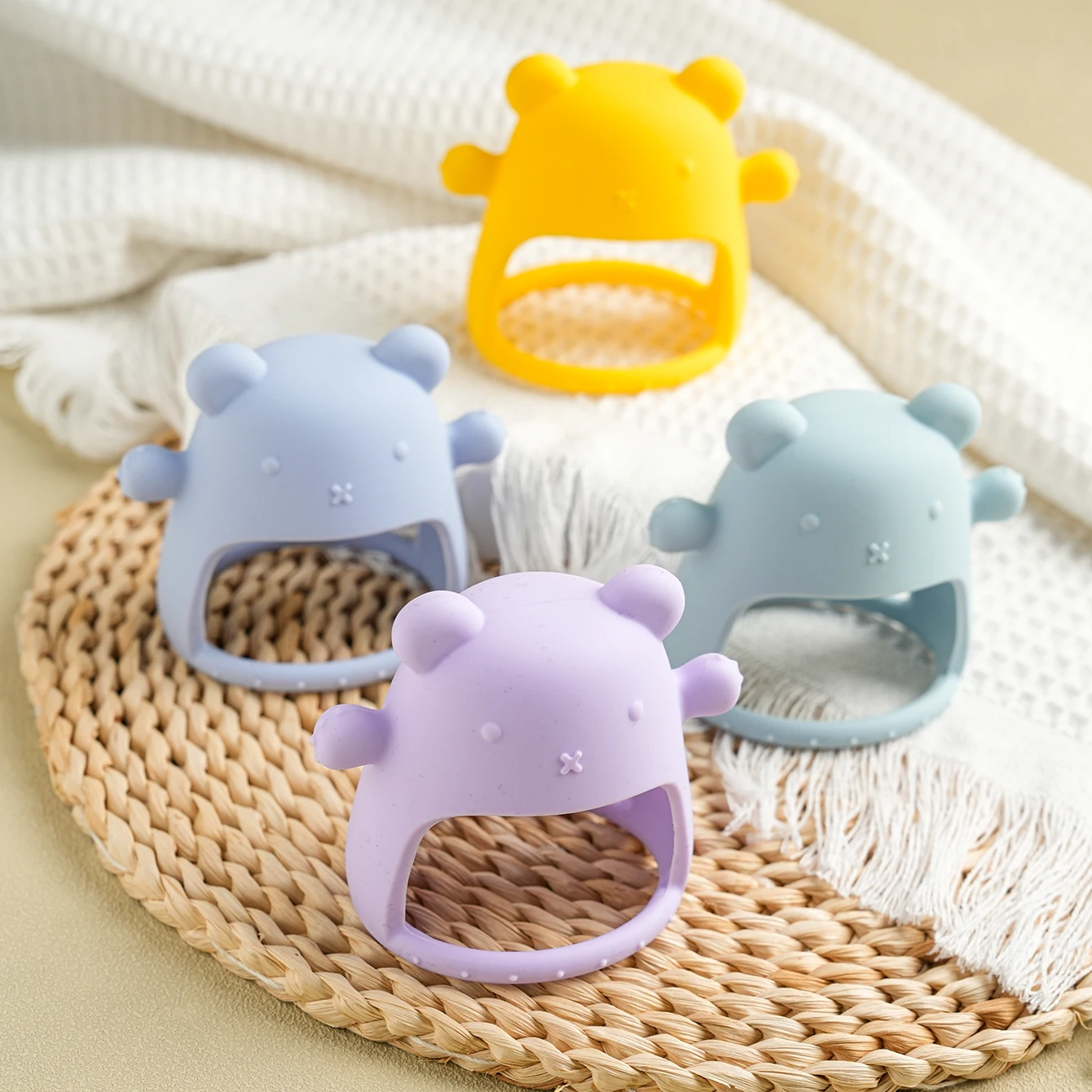 1 Stück Baby-Beißring Spielzeug Bären-Handschuh Beißspielzeug Silikon Anti-Ess-Handspielzeug ​ Molar Stick Sensorisches Spielzeug Babyzubehör
