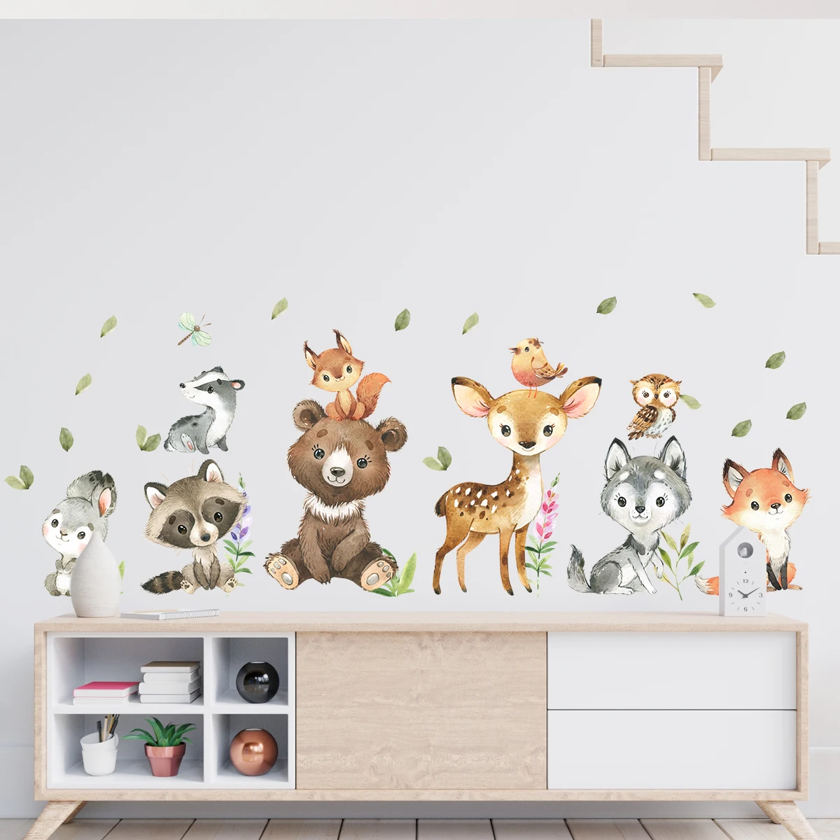 Cartoon niedlicher brauner Bär Hirsch Kaninchen Tier Wandaufkleber für Kinderzimmer Schlafzimmer Kinderzimmer Home Dekoration Wandtattoo