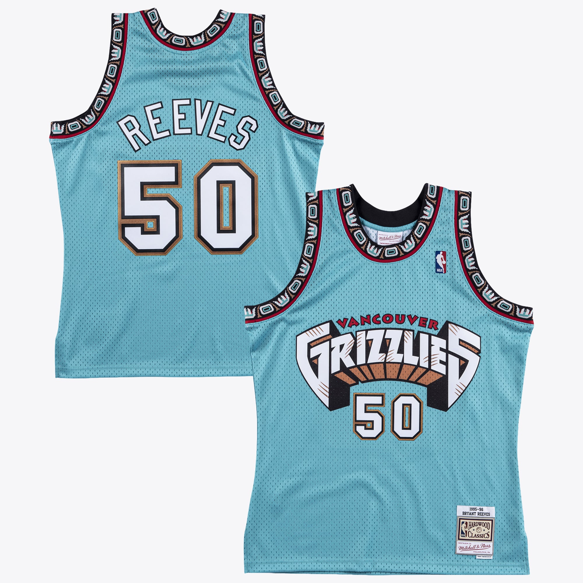 Maillot authentique Swingman 1995 de Bryant Reeves (Mitchell & Ness) des Grizzlies de Vancouver - Turquoise - Homme Taille: S