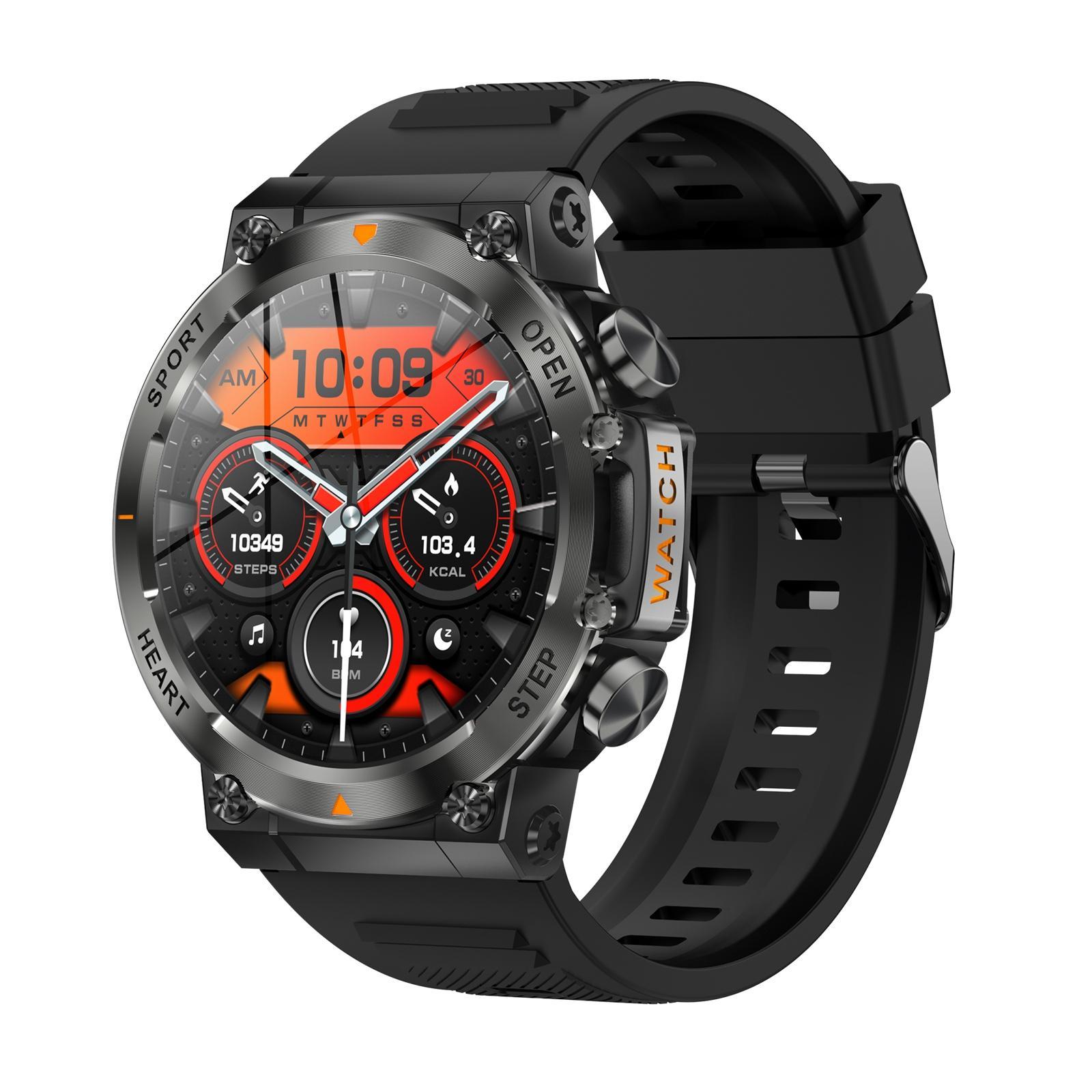 AK61 Bluetooth Smart Watch With BT Calling Fitness Tracker And Health Monitoring Watch black Silicone