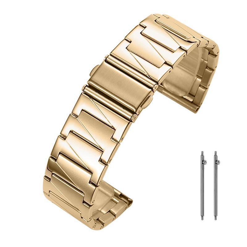 22mm Stainless Steel Watch Band XDfind Stepped Adjustable Metal Watch Strap gold
