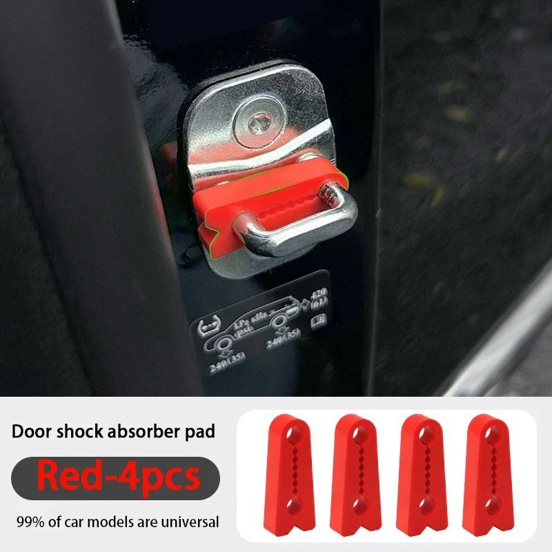 Universal Car Door Shock Absorber Cushion Pads red (4 Pcs)