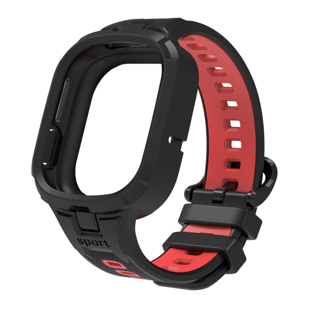 Honor Watch 4 TPU Watch Band Soft Adjustable Replacement Strap Two Tone Sport Wristband black Red