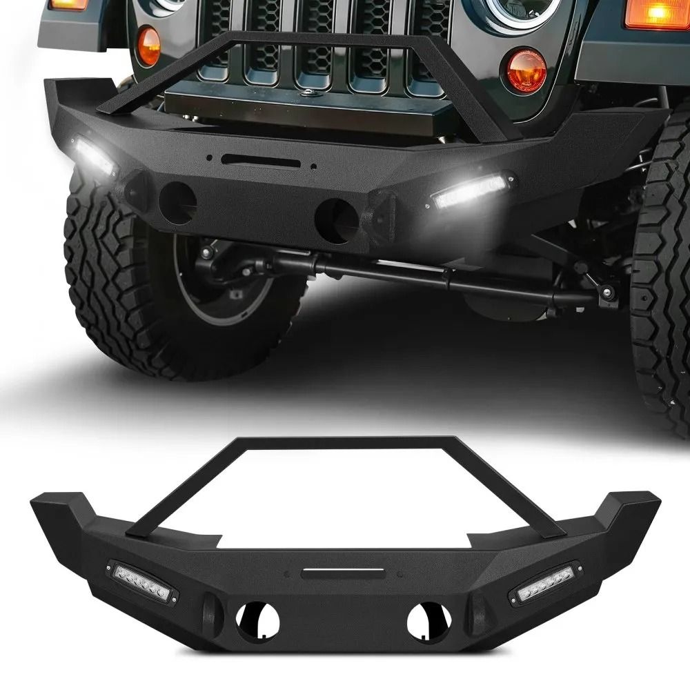 Heavy Duty Front Bumper For Wrangler JK JKU With LED Light Bars And Winch Mount Heavy Duty Front Bumper For Wrangler JK JKU With LED Light Bars And Winch Mount