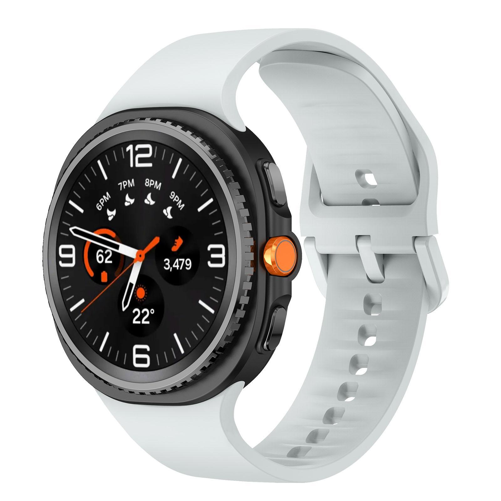 Samsung Galaxy Watch8 Band Soft Silicone Watch Band Adjustable Replacement Strap For Watch8 Classic light Gray