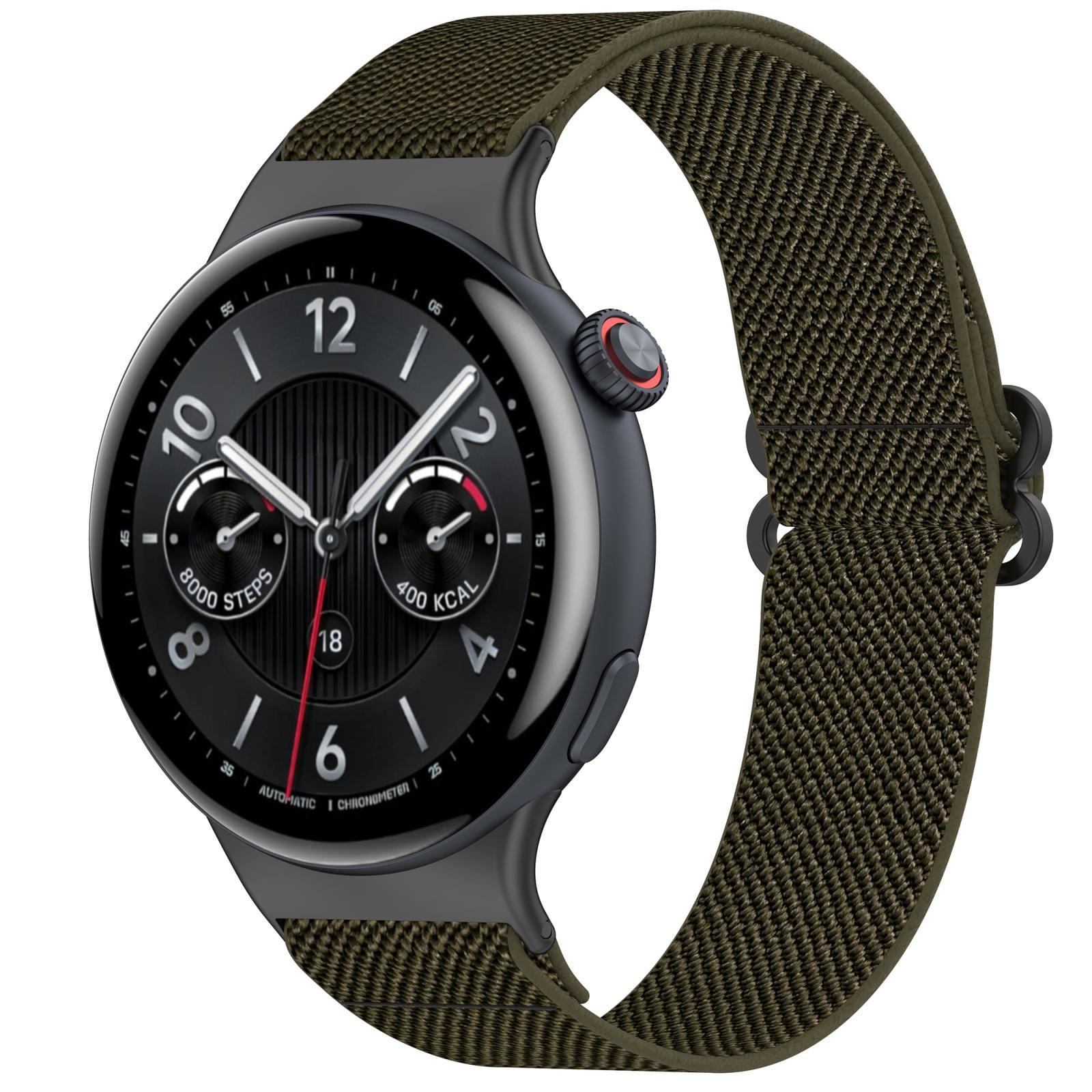 For Vivo Watch 5 IQOO Watch 5 Braided Nylon Watch Band Elastic Replacement Strap Ethnic Style army Green