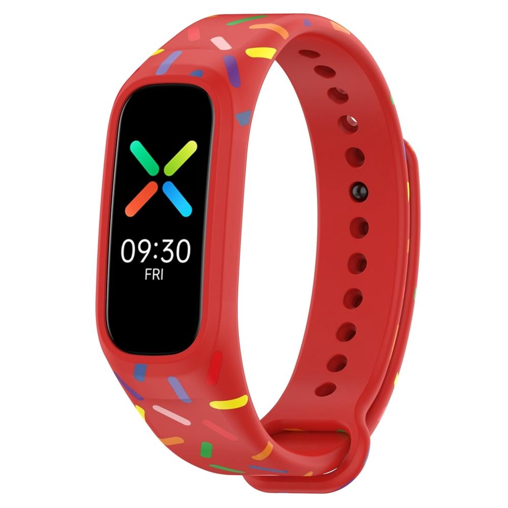 OPPO Band Silicone Watch Band Sports Rainbow Dots Soft Replacement Strap red