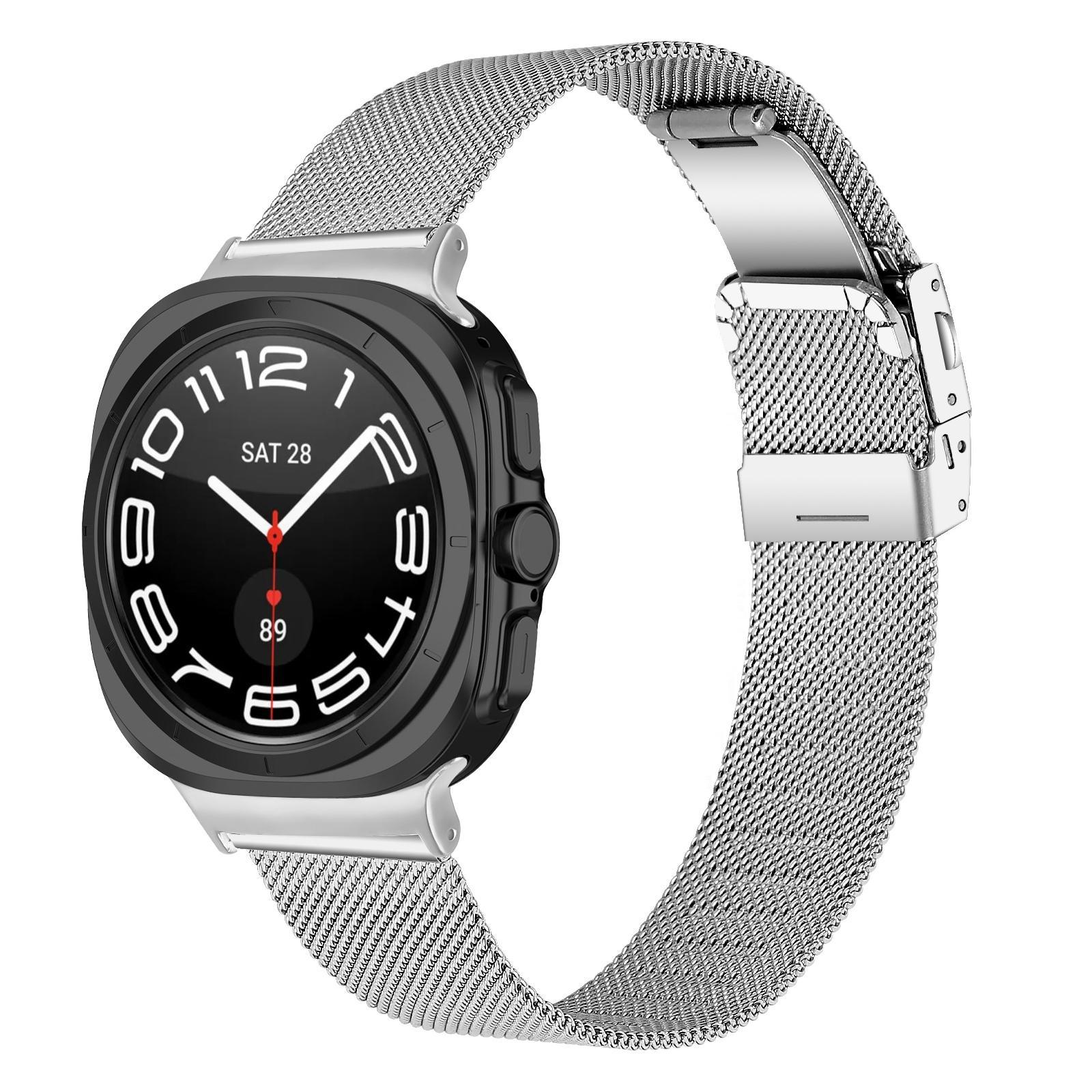 Samsung Galaxy Watch Ultra 47mm Milanese Metal Watch Band Stainless Steel Mesh Strap With Turtle Buckle silver