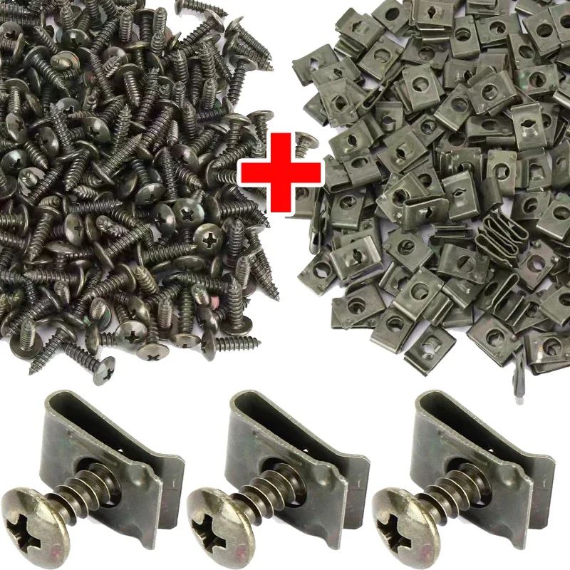 Car U Clip Fastener Kit Metal Screw Clips For Fender And Bumper Repair c 5pcs
