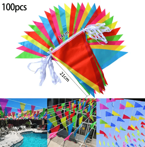 50M Multicolored Triangle Flag Bunting Outdoor Pennant Banner For Parties, Festivals & Garden Decorations 50M Multicolored Triangle Flag Bunting Outdoor Pennant Banner For Parties, Festivals & Garden Decorations