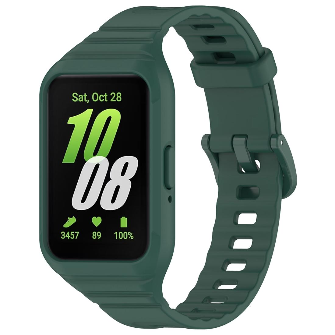 Samsung Galaxy Fit 3 TPU Watch Band Soft Adjustable Replacement Strap Solid Color Wristband dark Green