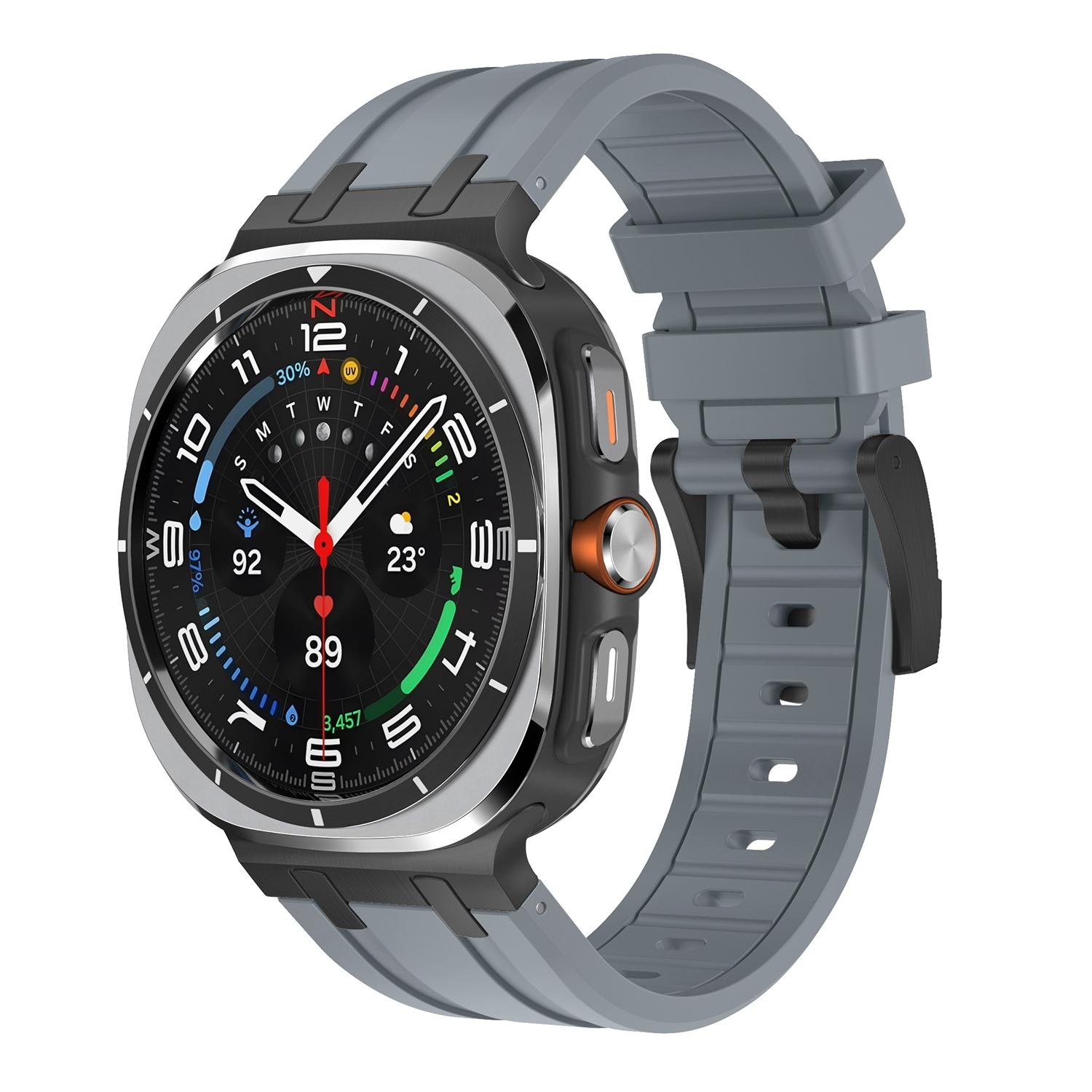 Samsung Galaxy Watch Ultra 47mm 2025 Liquid Silicone Watch Band Soft Adjustable Replacement Strap black Grey