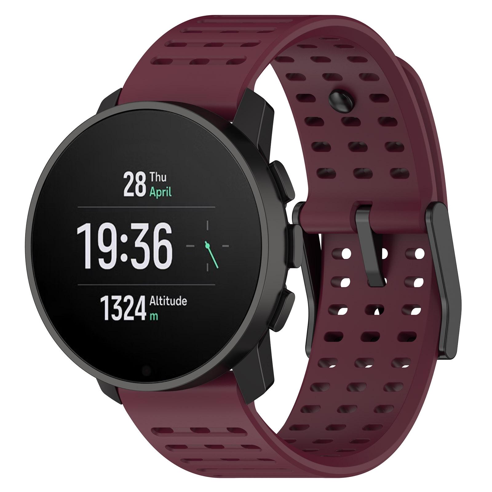 Suunto 9 Peak Pro Vertical Race Silicone Watch Band 22mm Soft Replacement Watch Strap wine Red